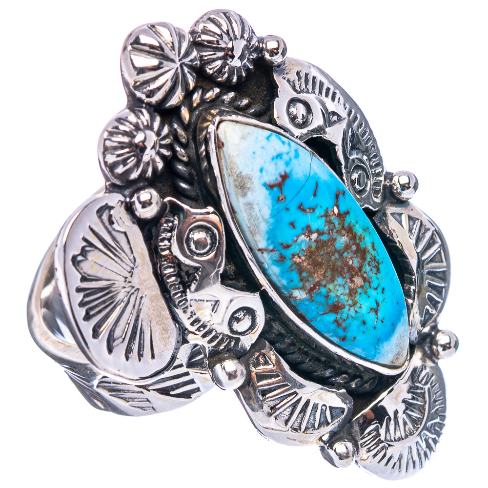 Exclusive Native Style Golden Hills Turquoise Ring Size 7 Adjustable (.925 Sterling Silver)