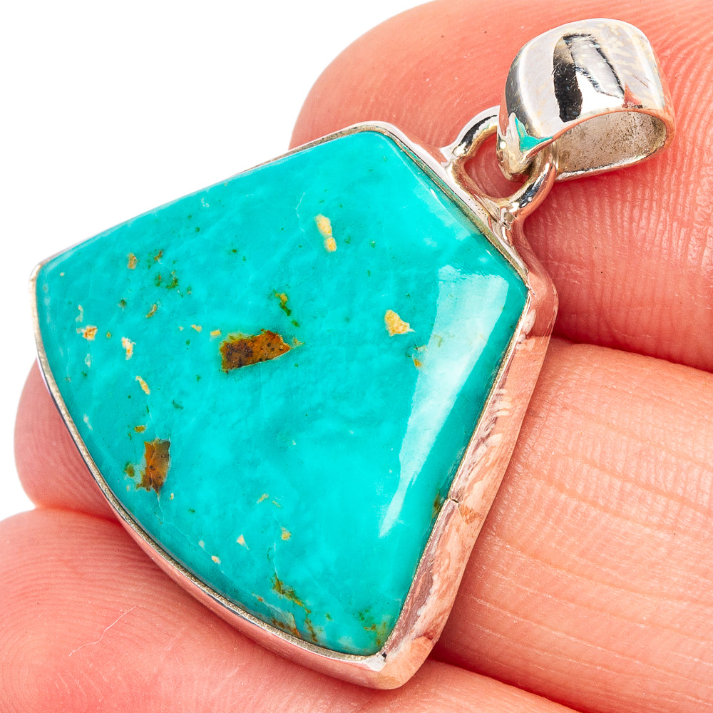 Rare Kingman Turquoise Pendant 1 1/8" (925 Sterling Silver) P44984