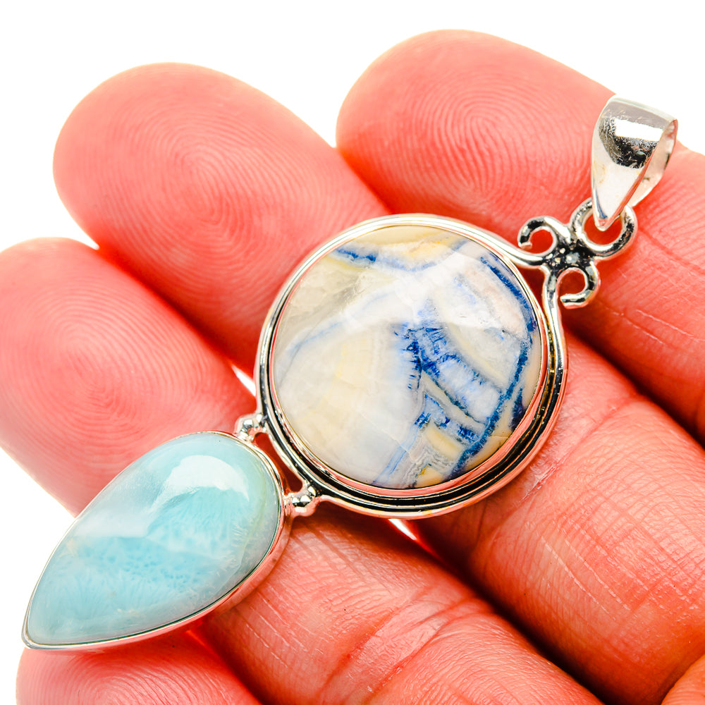 Blue Scheelite, Larimar Pendant 2 1/2" (925 Sterling Silver) PD38257