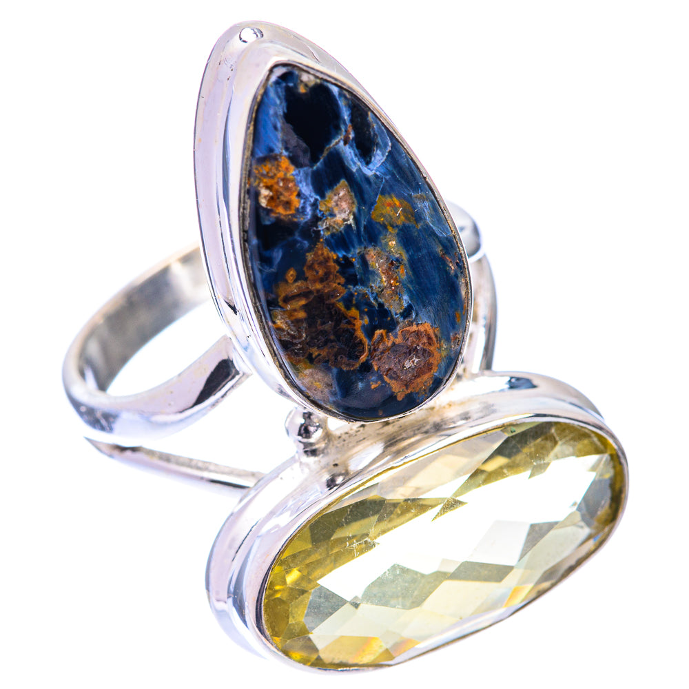 Large Lemon Quartz, Pietersite Ring Size 8 (925 Sterling Silver) R140774