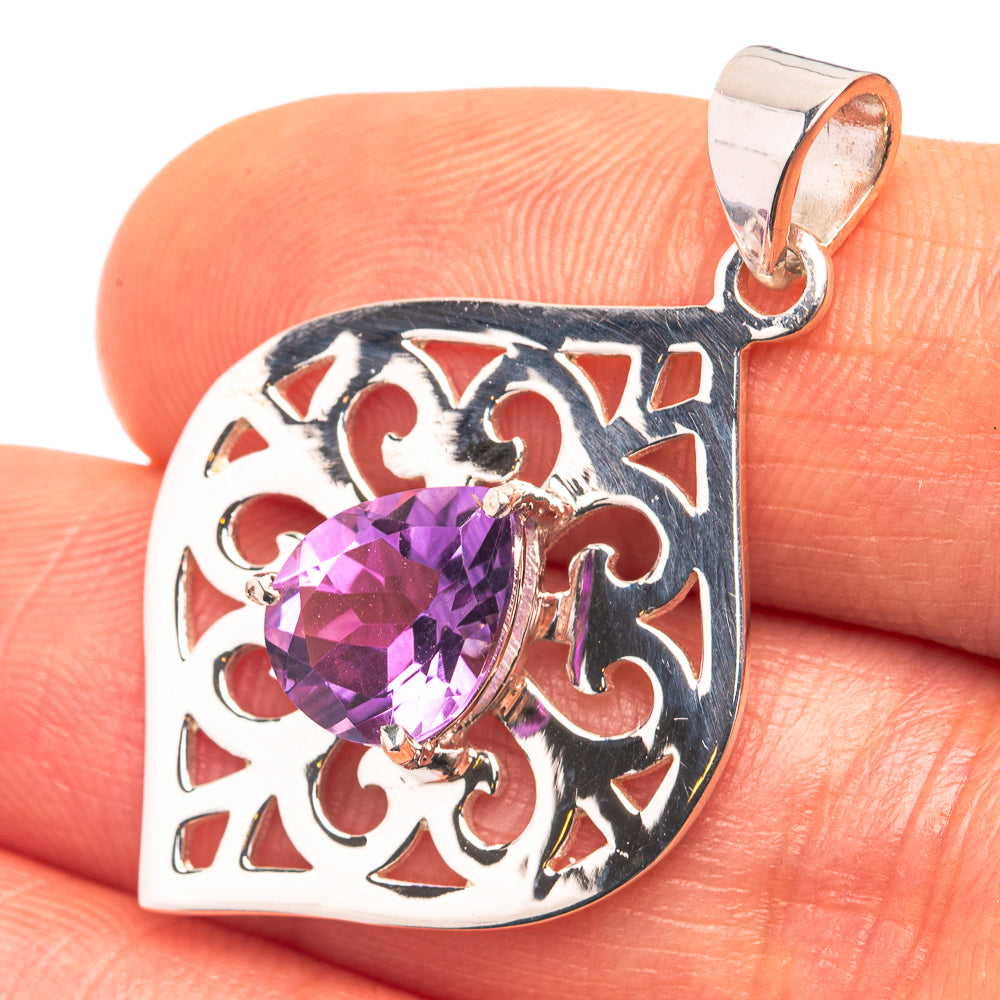 Premium Faceted Amethyst Pendant 1 3/8" (925 Sterling Silver) P38789