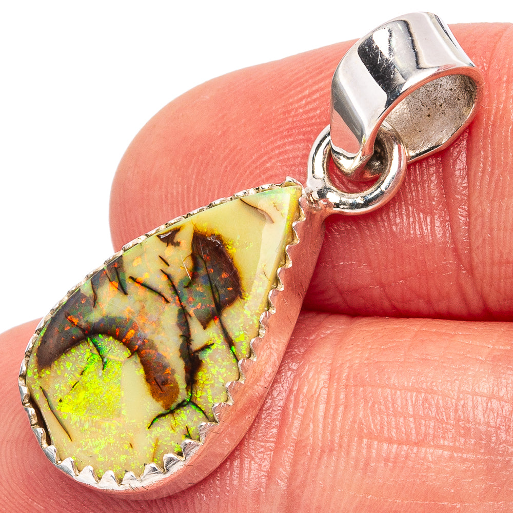 Rare Sterling Opal Pendant 1 1/4" (.925 Sterling Silver)