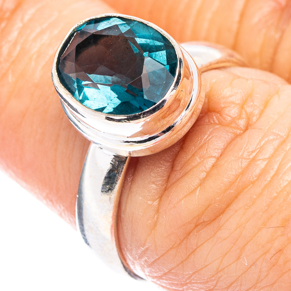 Faceted Green Fluorite Ring Size 6.5 (.925 Sterling Silver)
