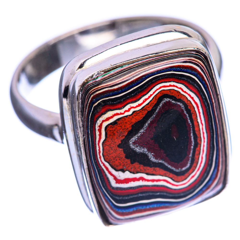 Rainbow Calsilica 925 Sterling Silver Ring Size 7.75