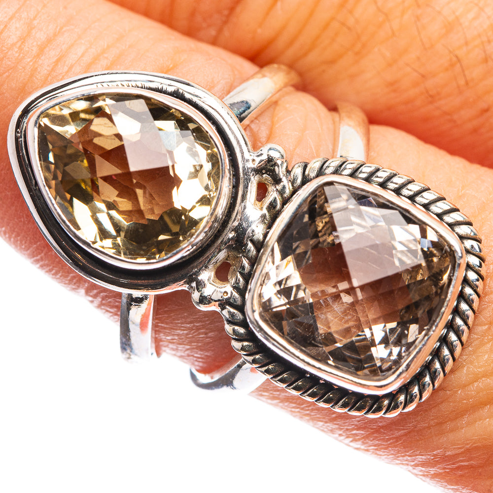 Large Smoky Quartz, Citrine Ring Size 8 (925 Sterling Silver) R143027