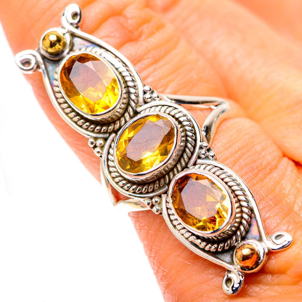 Large Faceted Citrine 925 Sterling Silver Ring Size 8 (925 Sterling Silver) RING139480