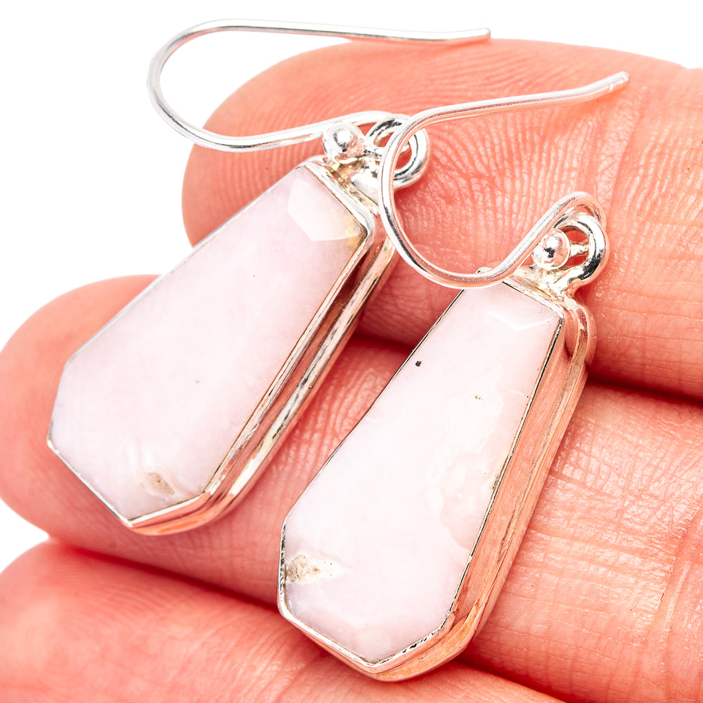 Pink Opal Earrings 1 3/8" (.925 Sterling Silver)