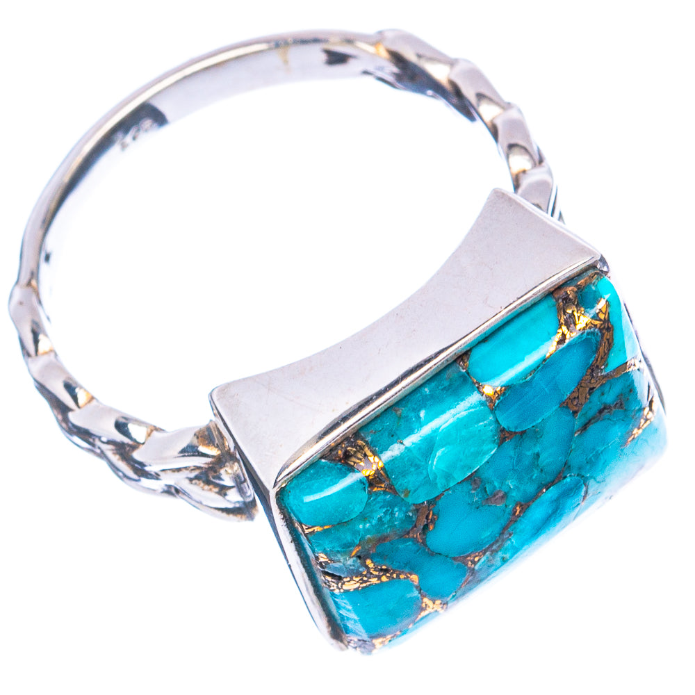 Blue Copper Turquoise Ring Size 7 (.925 Sterling Silver)