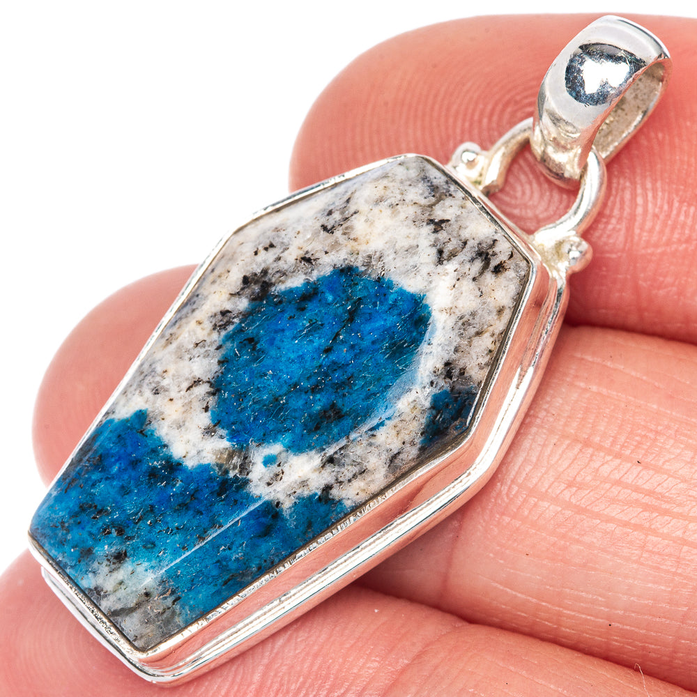 K2 Blue Azurite Pendant 1 3/8" (925 Sterling Silver) P40827