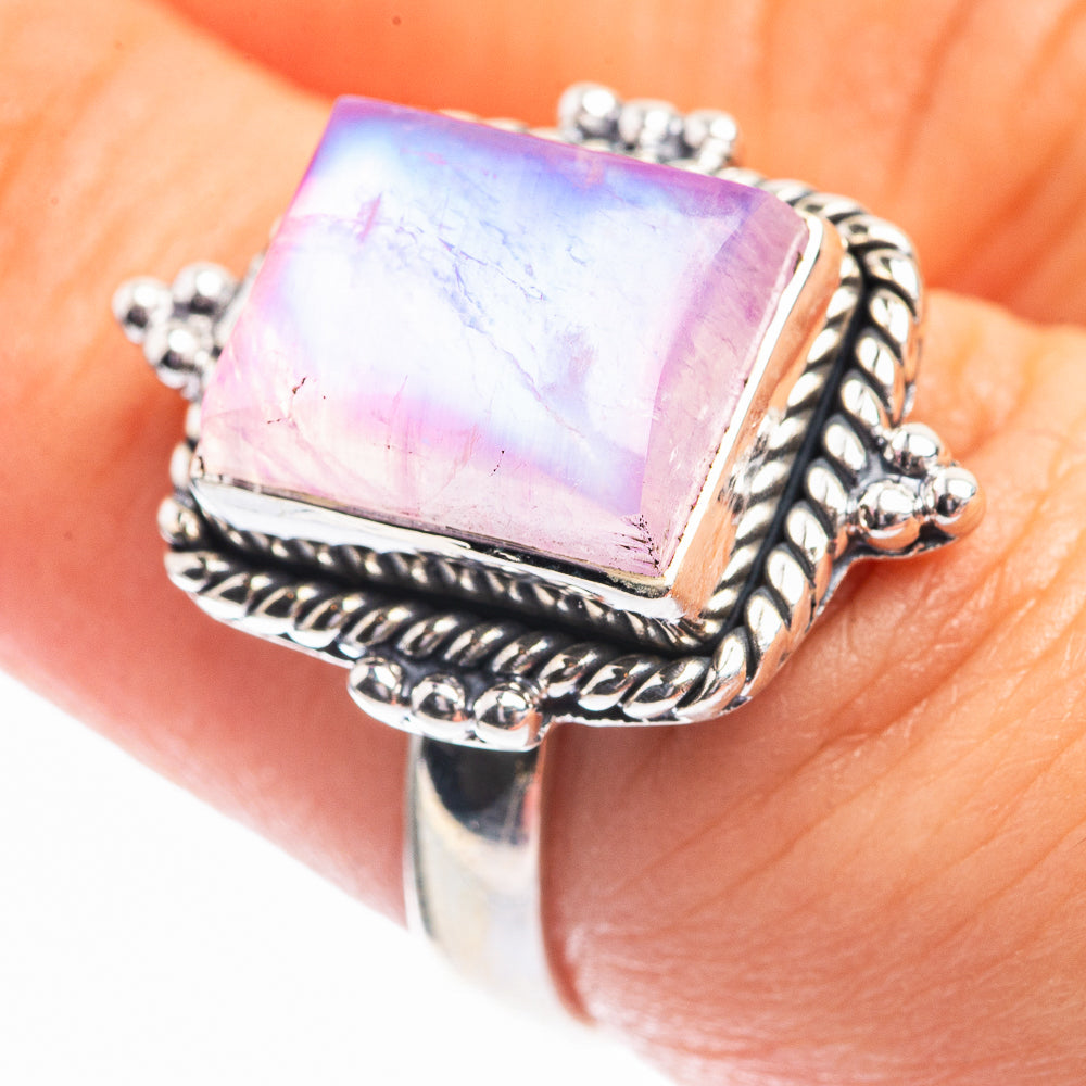 Pink Moonstone Ring Size 6.75 (925 Sterling Silver) R141955