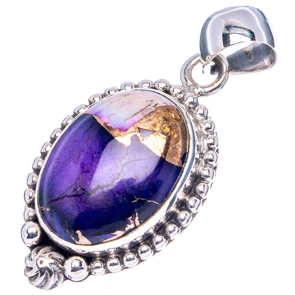 Purple Dahlia Mohave Turquoise Pendant 1 1/4" (.925 Sterling Silver)