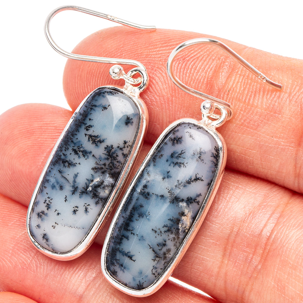 Dendritic Opal Earrings 1 5/8" (925 Sterling Silver) E2306