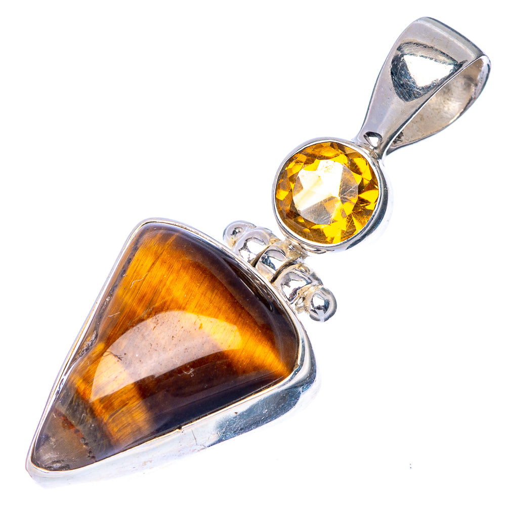 Tiger Eye, Citrine Pendant 1 3/8" (925 Sterling Silver) P41078