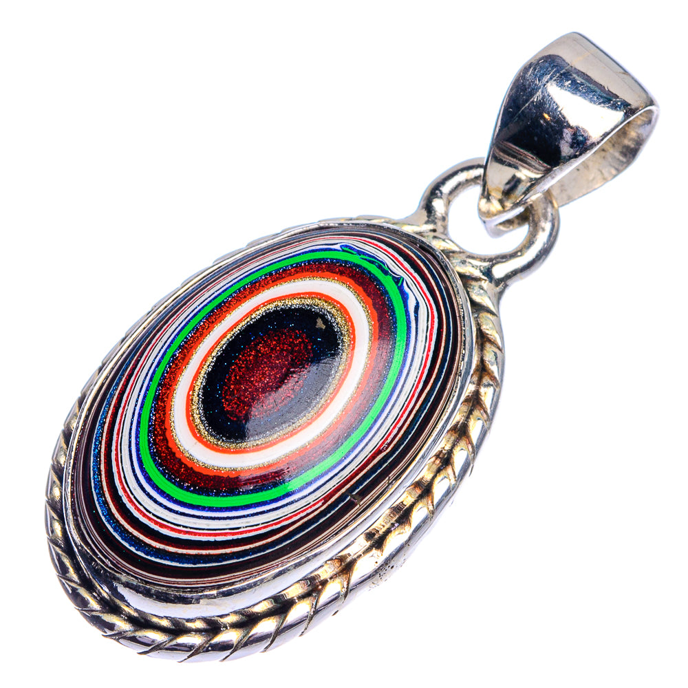 Fordite Pendant 1 3/8" (925 Sterling Silver) P39760
