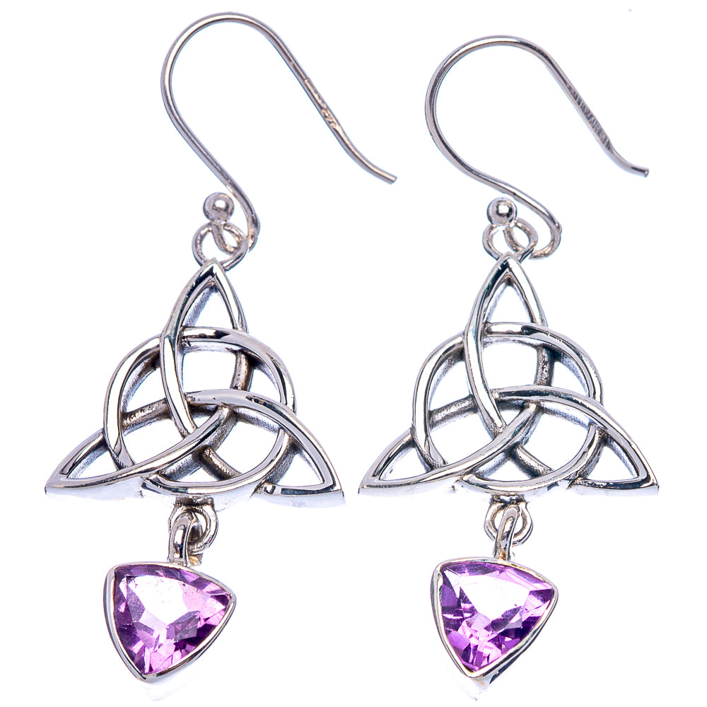 Faceted Amethyst Earrings 1 3/4" (925 Sterling Silver) E433462