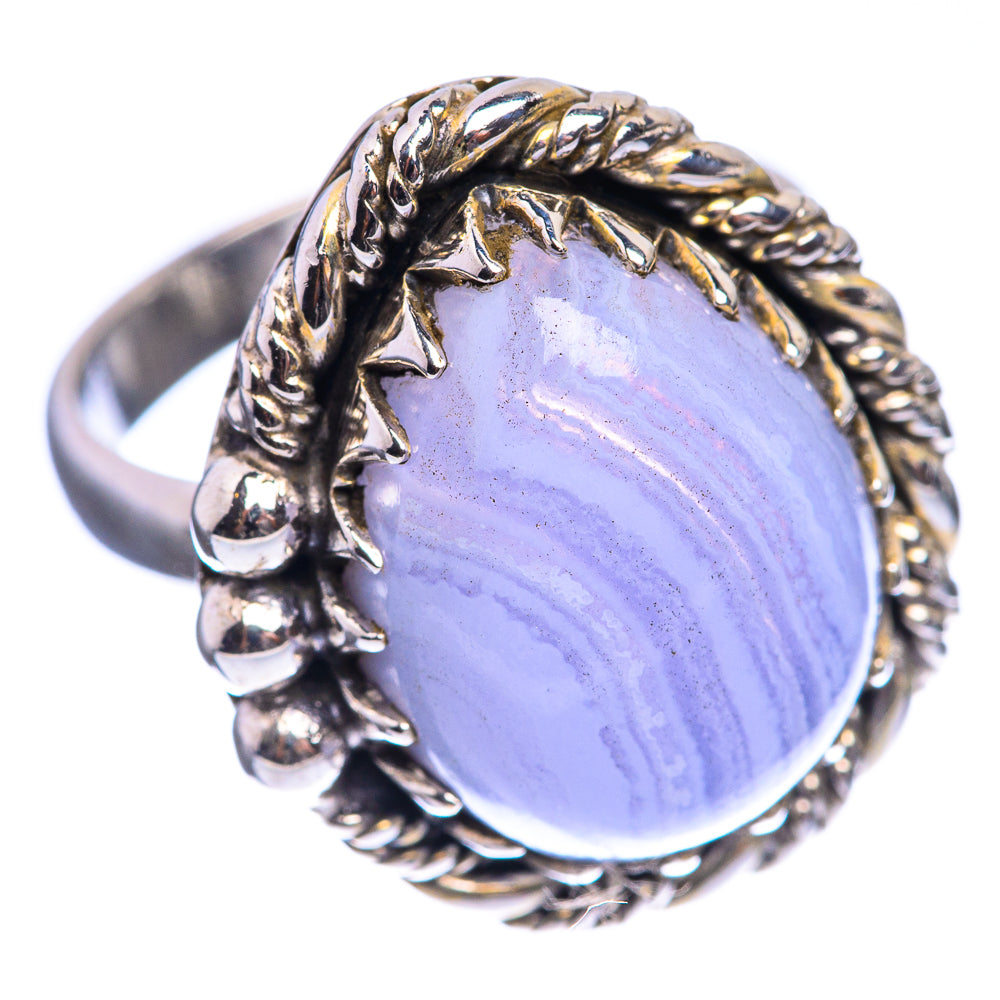 Blue Lace Agate 925 Sterling Silver Ring Size 6.25