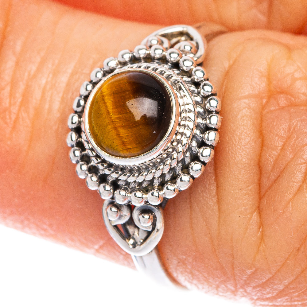 Tiger Eye Dainty Ring Size 5.75 (925 Sterling Silver) R1160