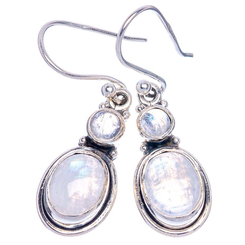 Rainbow Moonstone Earrings 1 3/8" (925 Sterling Silver) E1066