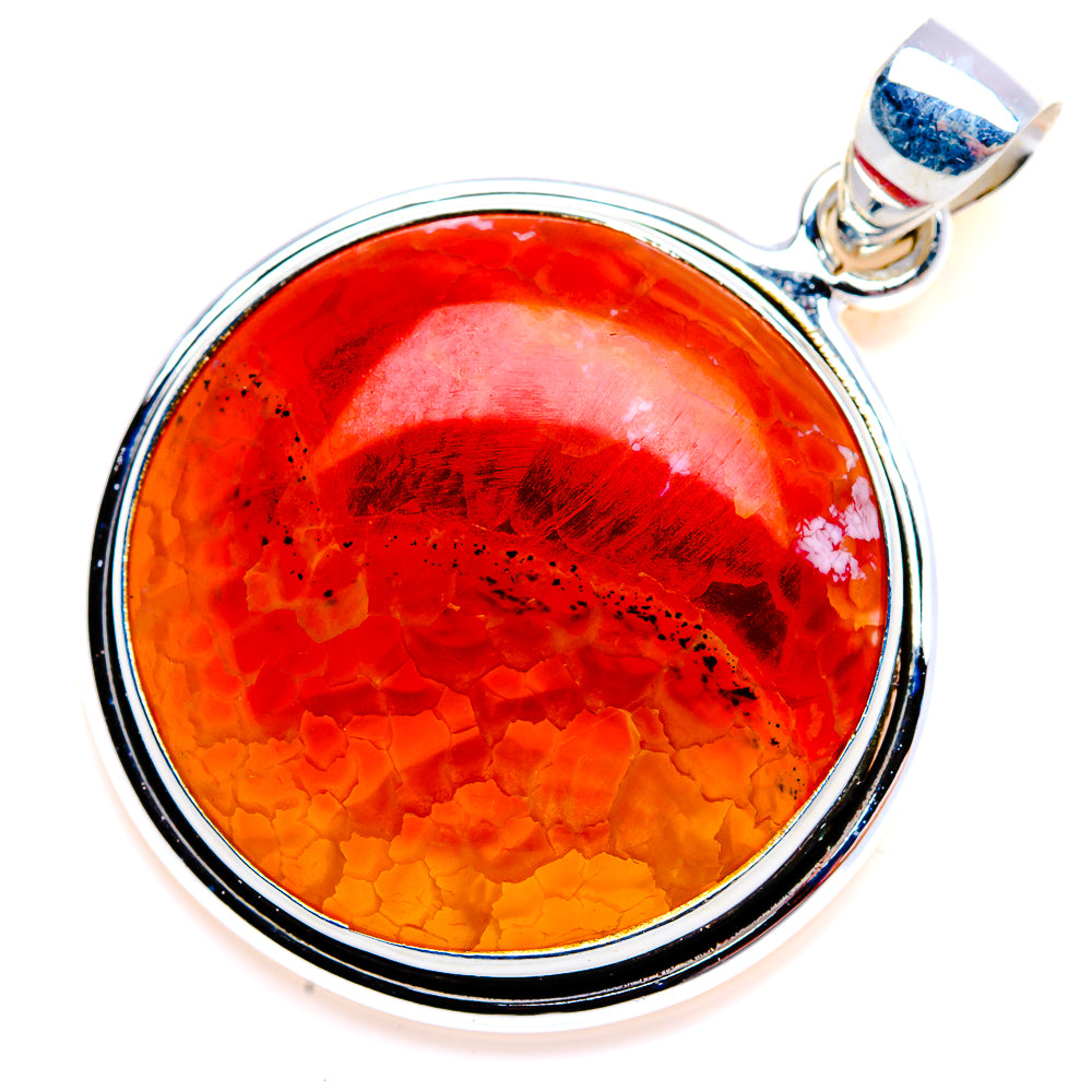 Fire Crab Agate Pendant 1 1/2" (925 Sterling Silver) PD38113