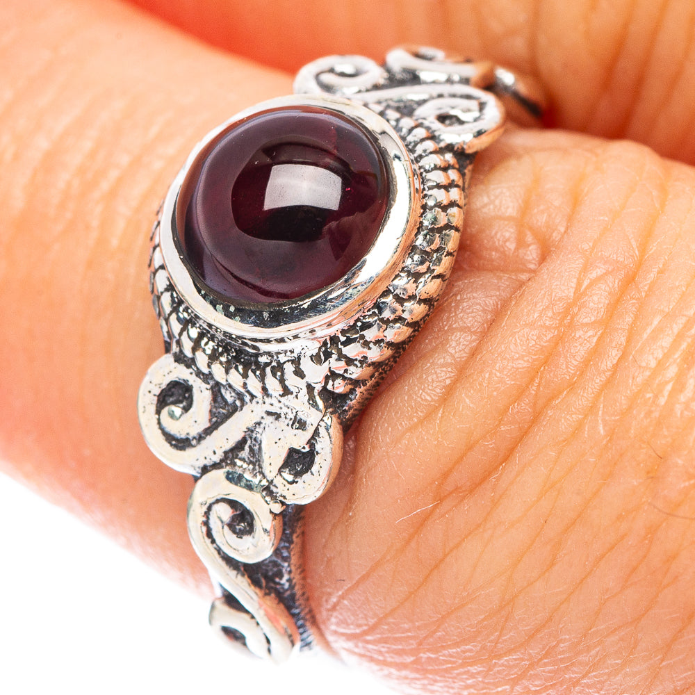 Garnet Dainty Ring Size 6.5 (925 Sterling Silver) R5866