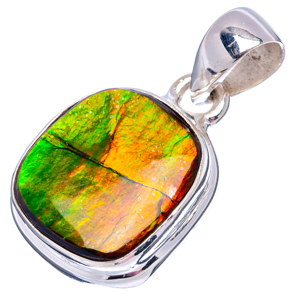 Premium Canadian Ammolite Pendant 1 1/8" (.925 Sterling Silver)