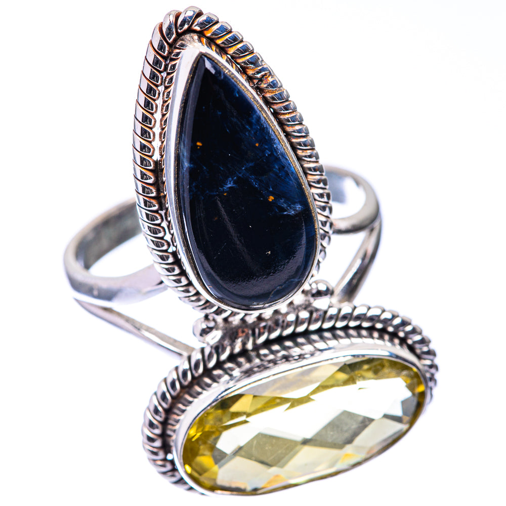 Large Lemon Quartz, Pietersite Ring Size 11.75 (925 Sterling Silver) R141183