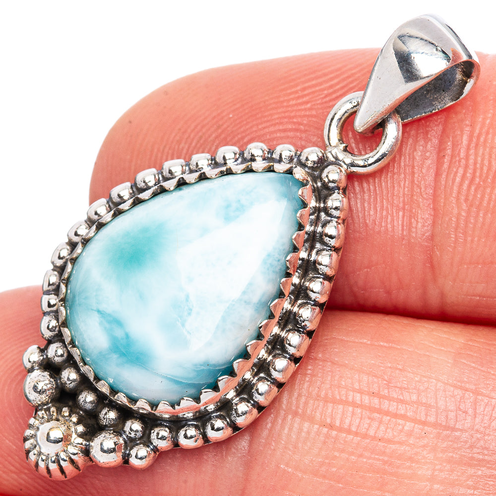 Larimar Pendant 1 3/8" (925 Sterling Silver) P42059