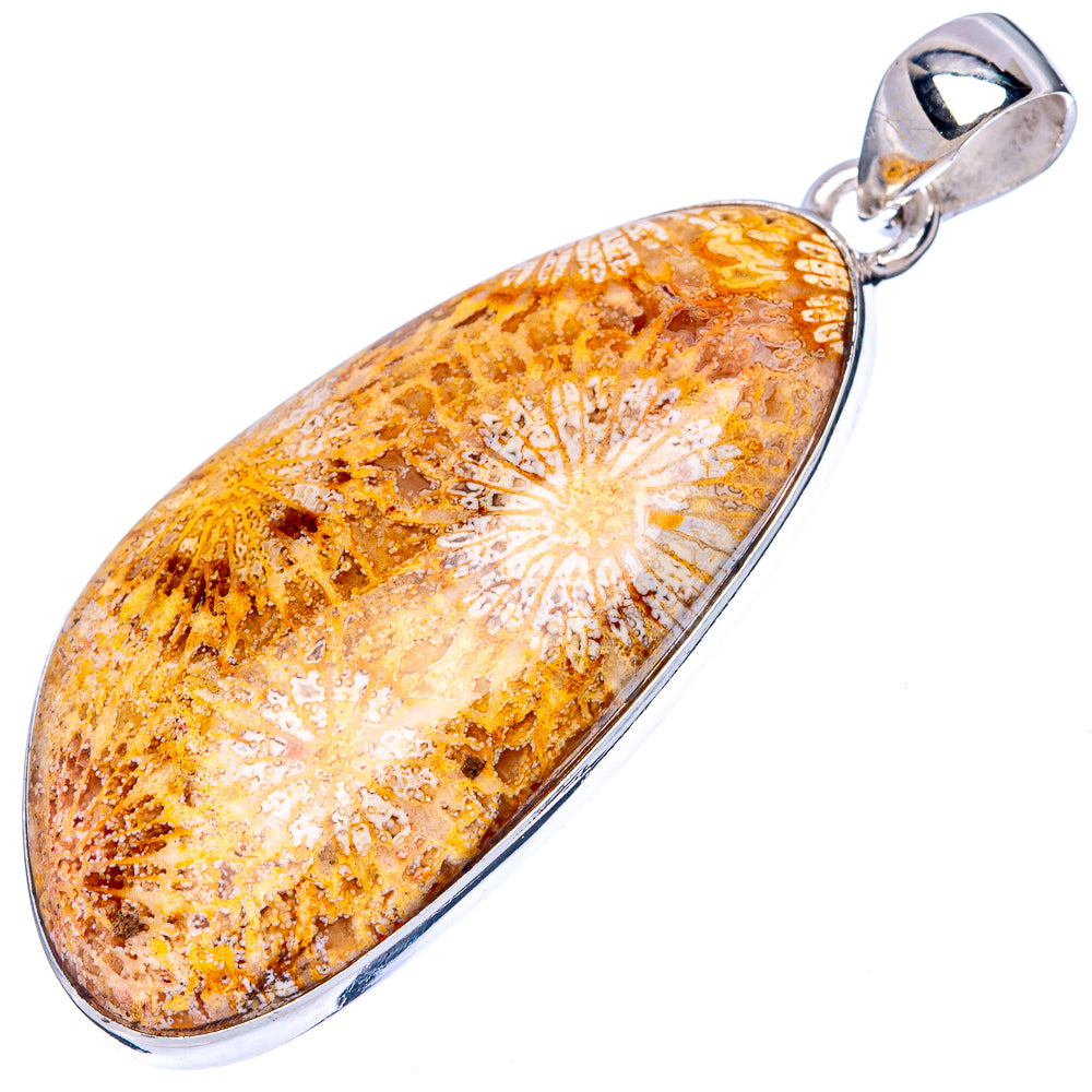 Fossil Coral Pendant 1 7/8" (925 Sterling Silver) P42853