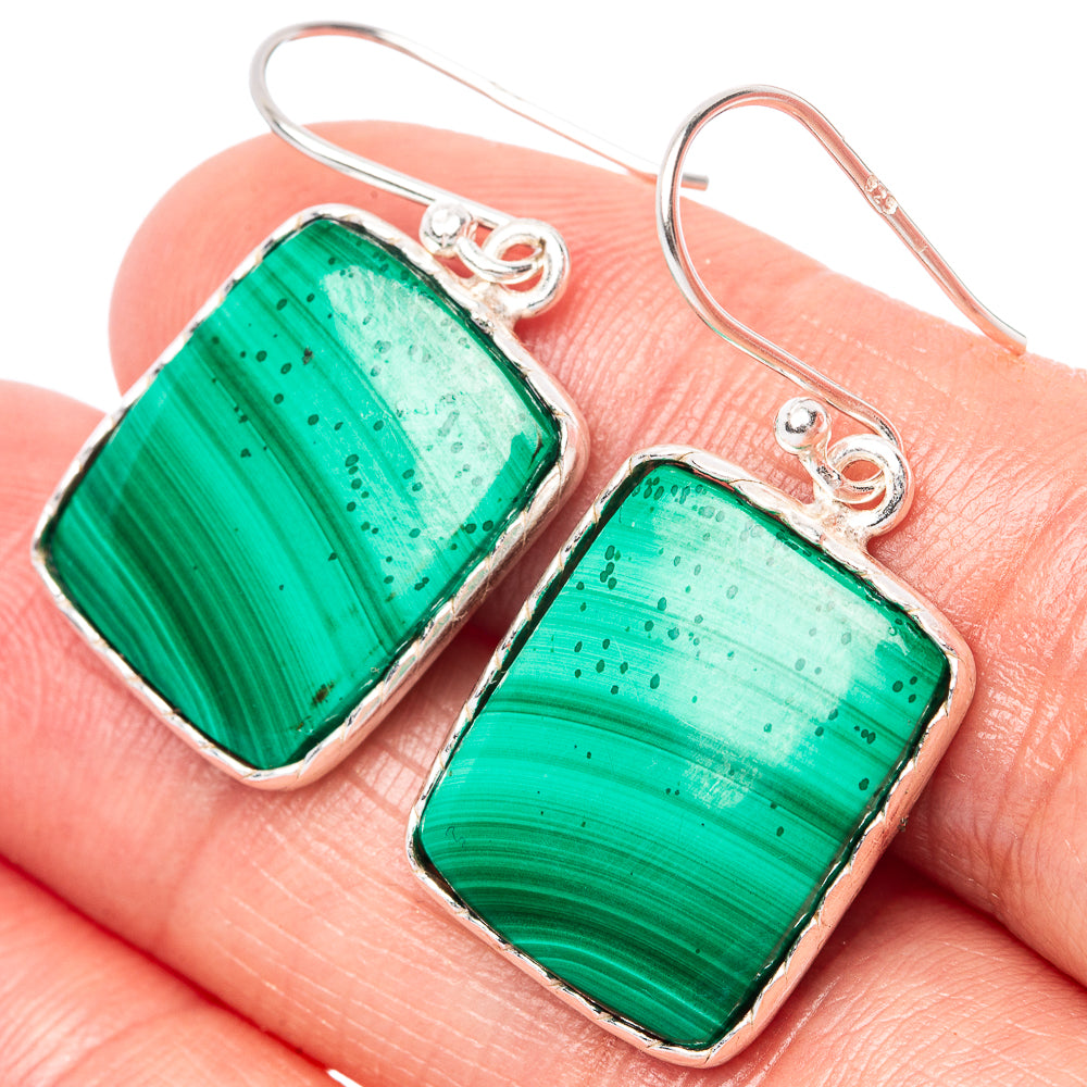 Malachite Earrings 1 3/8" (925 Sterling Silver) E1463