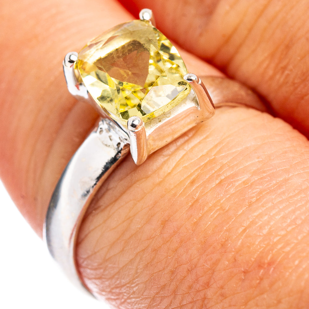 Faceted Lemon Quartz Ring Size 8 (.925 Sterling Silver)
