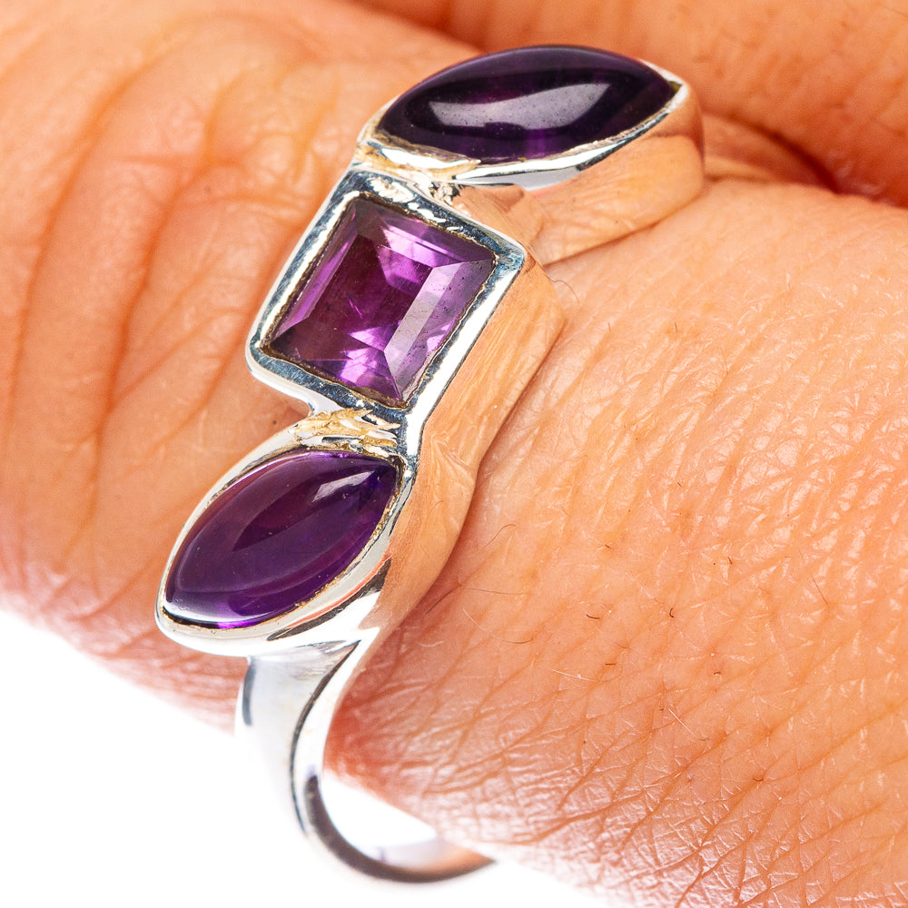 Faceted Amethyst Ring Size 10 (925 Sterling Silver) R1527