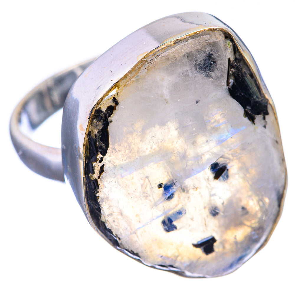 Raw Rainbow Moonstone Ring Size 9 (925 Sterling Silver) R142088