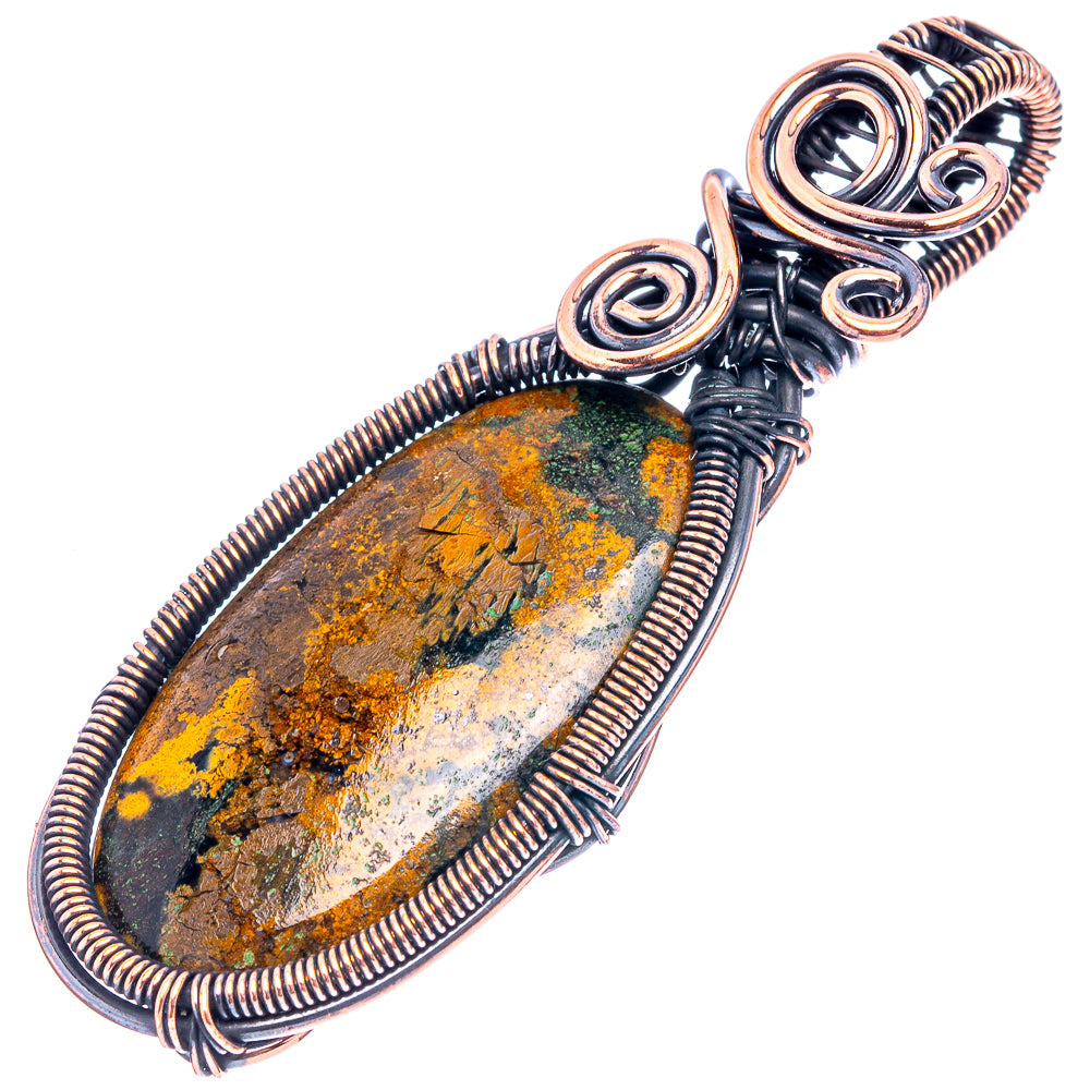 Hungarian Agate Wire Wrap Pendant 2 3/8" (Oxidized Copper)