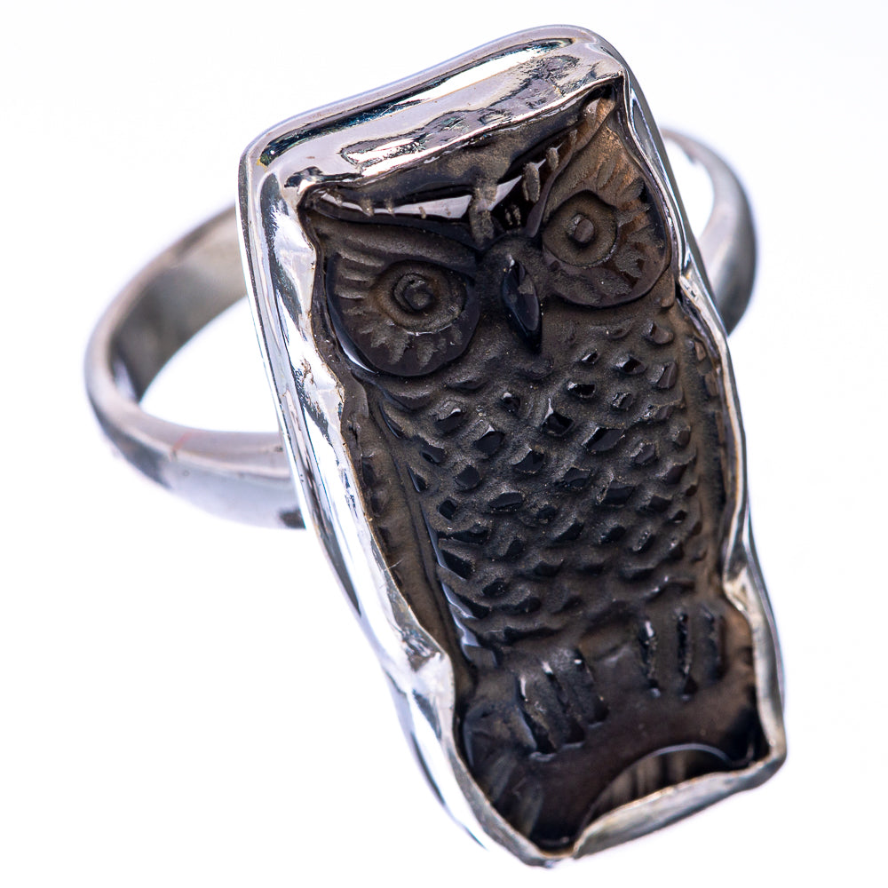 Black Onyx Owl Ring Size 9 (925 Sterling Silver) R145151
