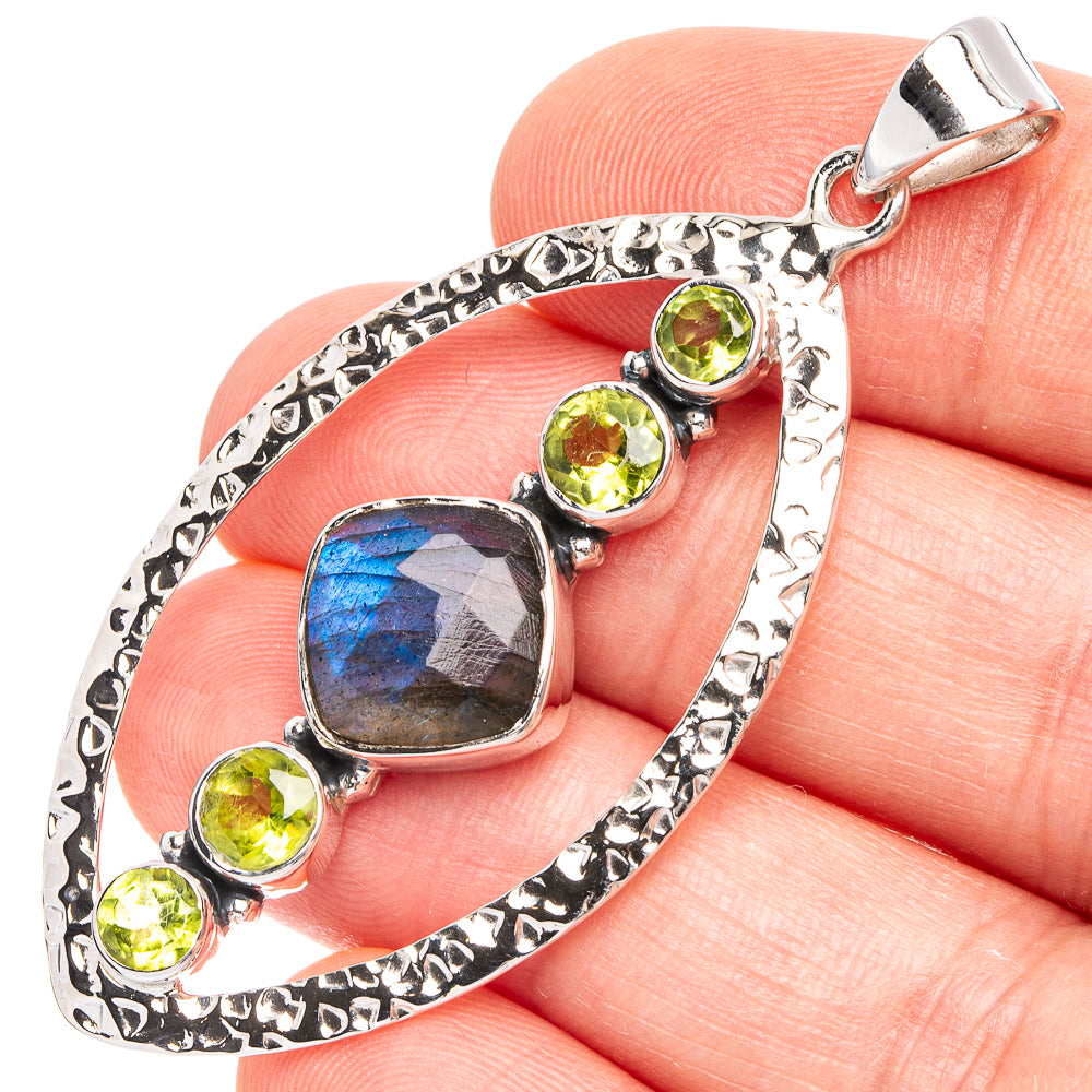 Labradorite, Peridot 925 Sterling Silver Premium Pendants 2 1/8" (925 Sterling Silver) P43748