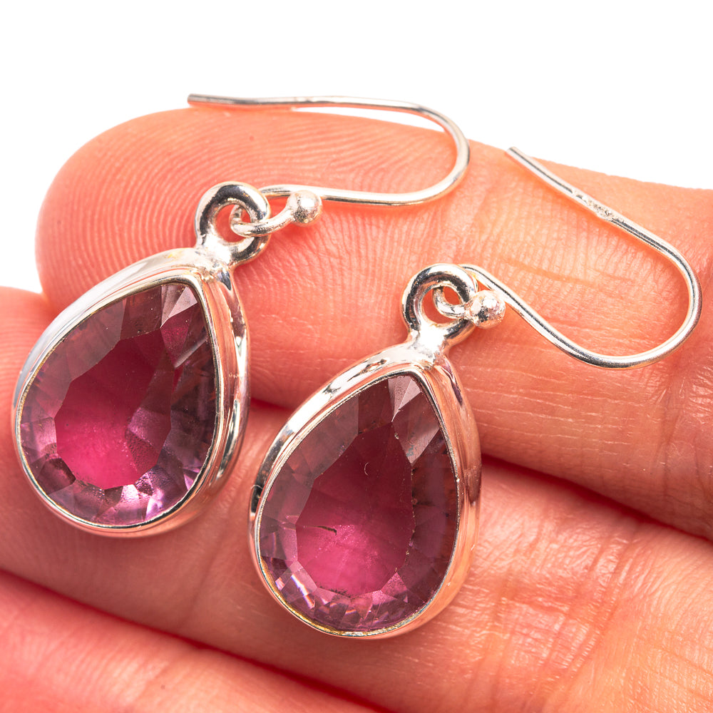 Faceted Alexandrite (Lab.) Earrings 1 1/4" (925 Sterling Silver) E432377