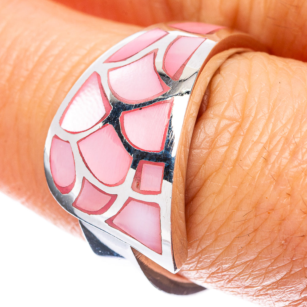 Mother Of Pearl Inlay Ring Size 7.5 (925 Sterling Silver) R3009