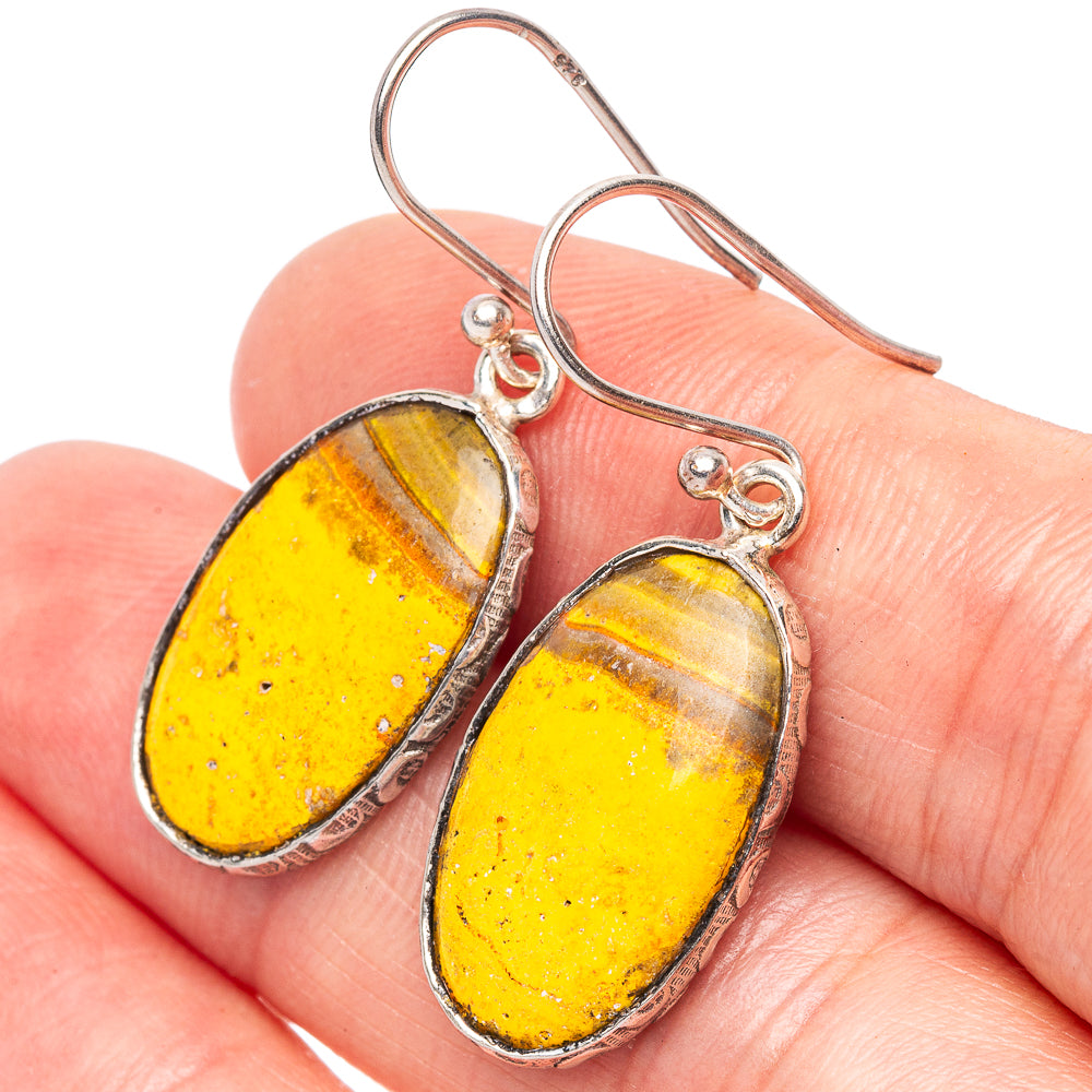Bumble Bee Jasper Earrings 1 3/8" (925 Sterling Silver) E2471