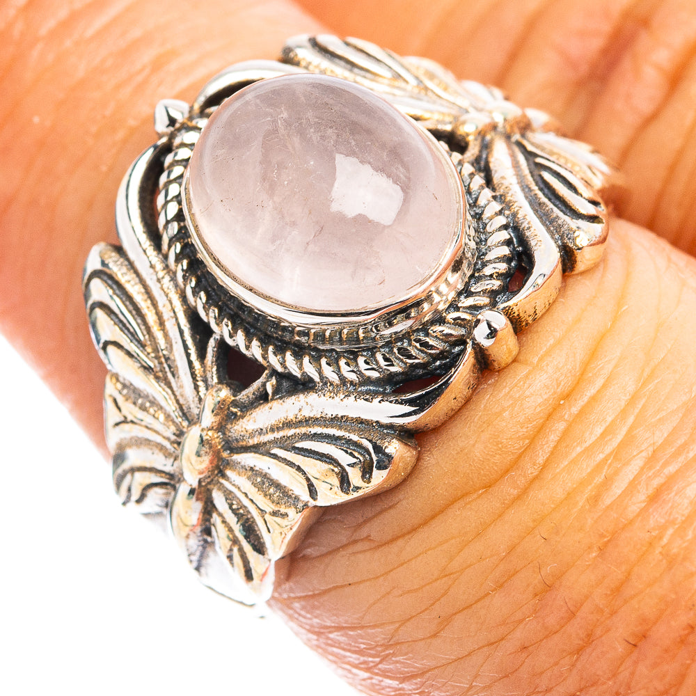 Rose Quartz Butterfly Ring Size 7 (.925 Sterling Silver)