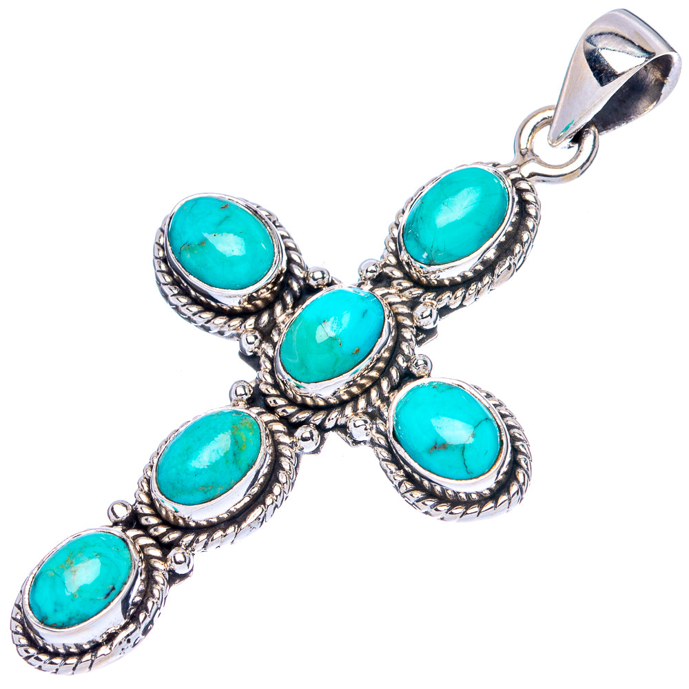 Arizona Turquoise Cross Pendant 2" (925 Sterling Silver) P43073