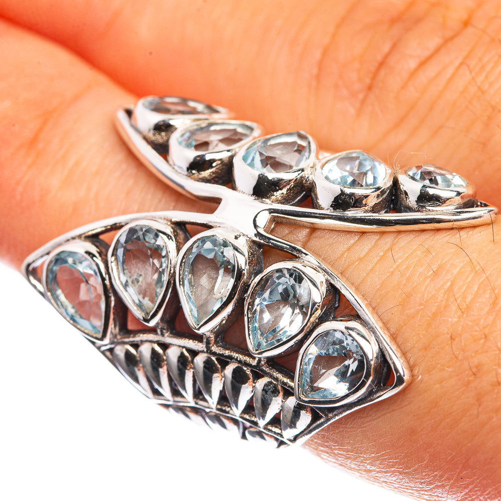 Large Blue Topaz 925 Sterling Silver Ring Size 7