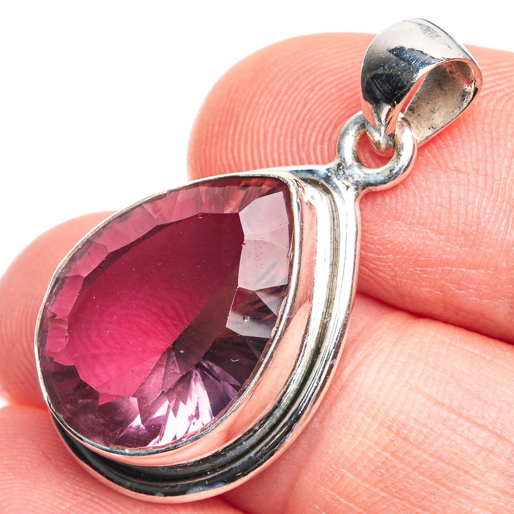 Faceted Color Change Alexandrite (Lab.) Pendant 1 1/4" (925 Sterling Silver) P39310