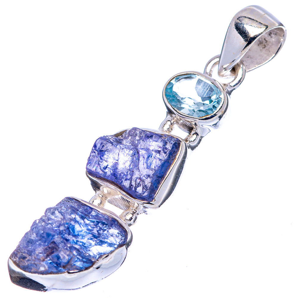 Tanzanite, Blue Topaz Pendant 1 5/8" (.925 Sterling Silver)