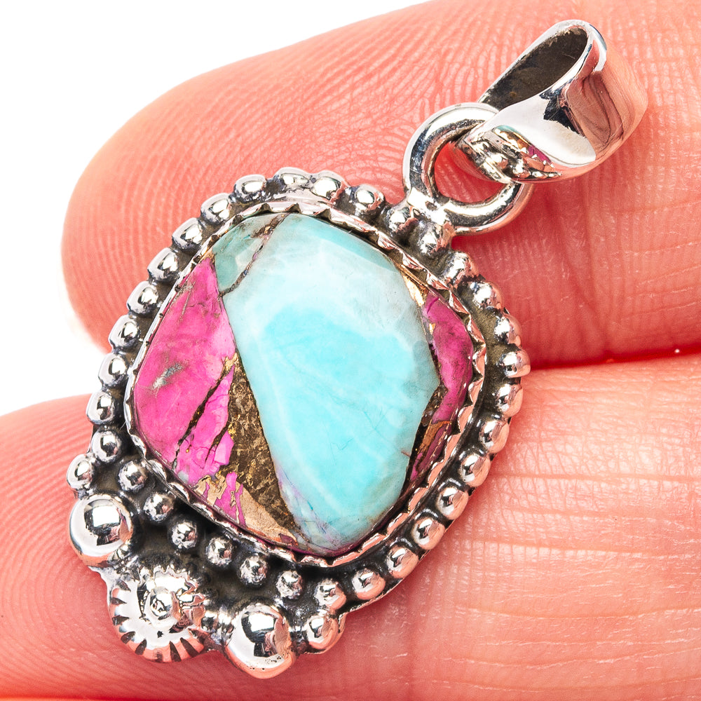 Cotton Candy Turquoise Pendant 1 3/8" (.925 Sterling Silver)