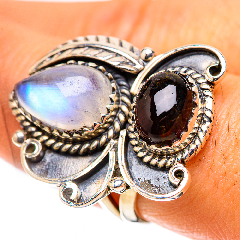 Rainbow Moonstone, Amethyst Ring Size 8 (925 Sterling Silver) RING138431