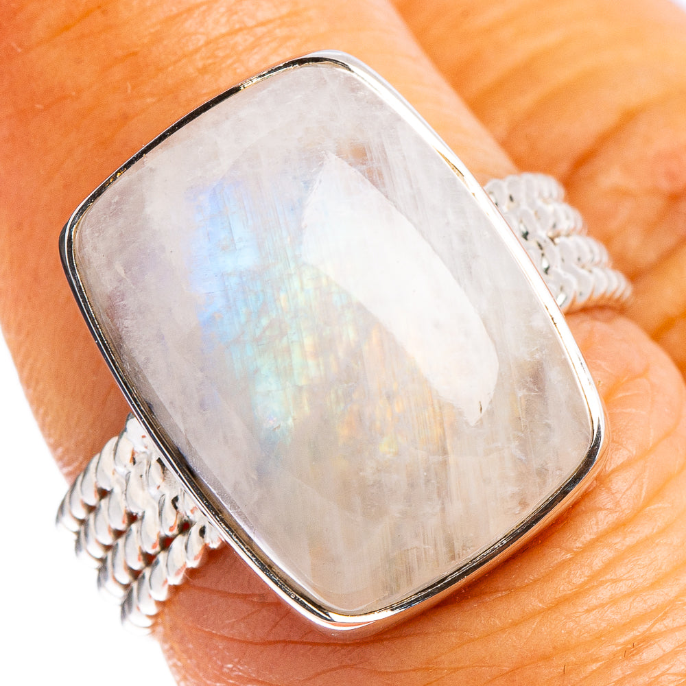 Premium Rainbow Moonstone Ring Size 6.5 (.925 Sterling Silver)