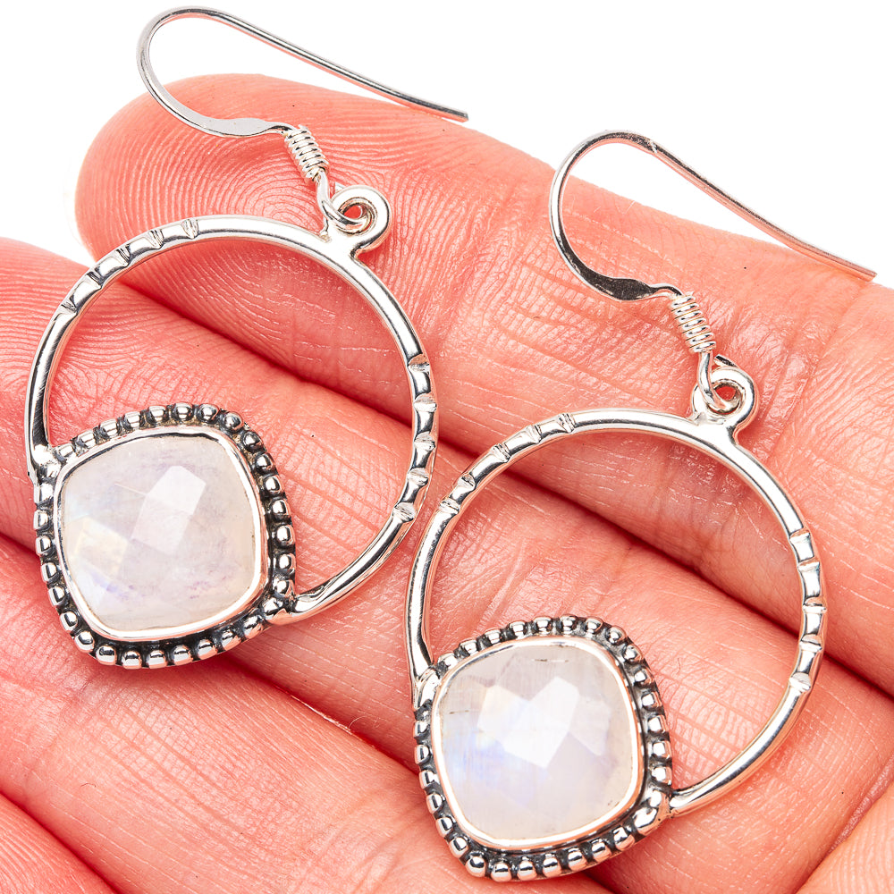 Premium Rainbow Moonstone 925 Sterling Silver Earrings 1 3/4" Ana Co E1342