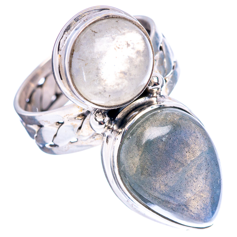 Labradorite, Rainbow Moonstone Ring Size 4.75 (.925 Sterling Silver)