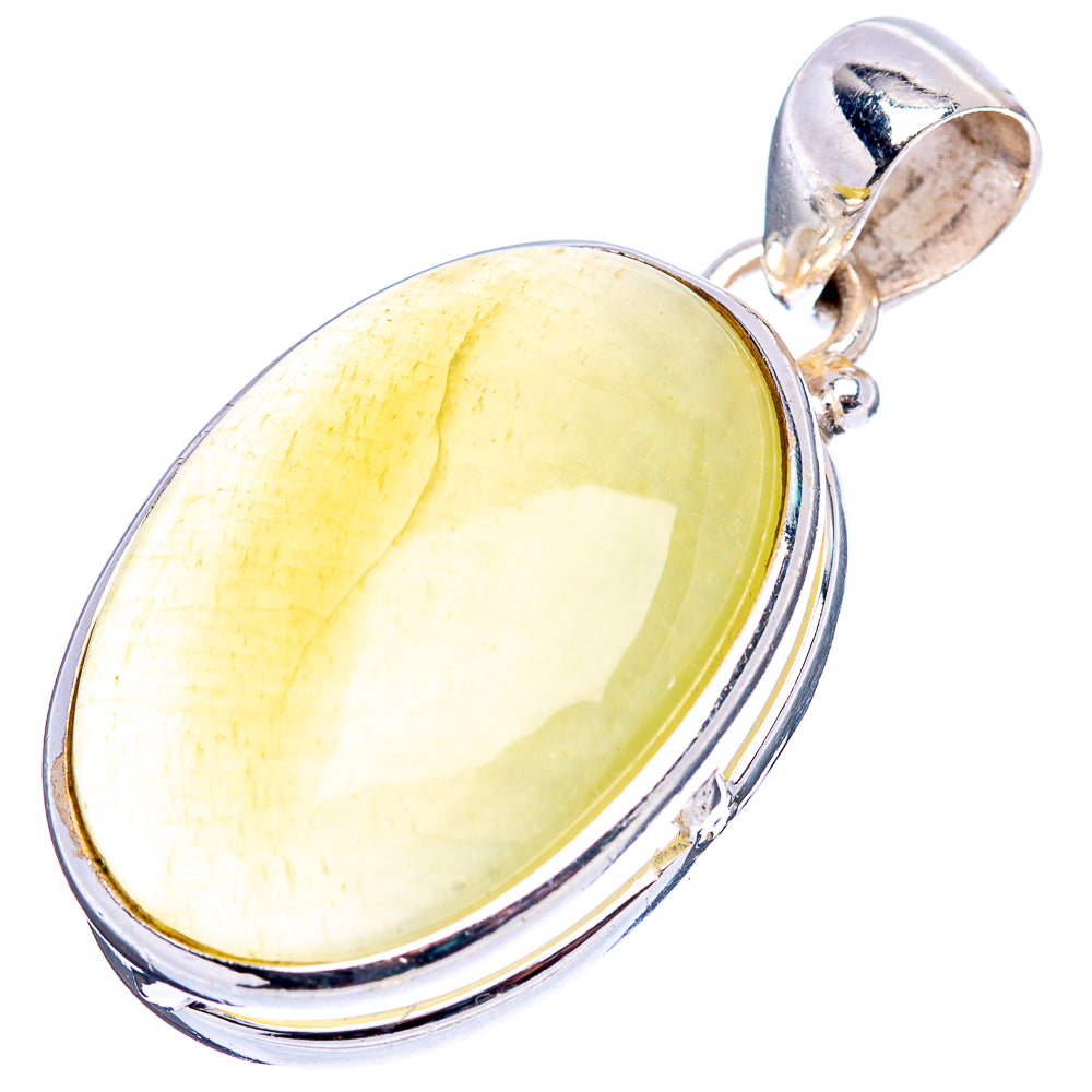 Olive Opal Pendant 1 3/8" (.925 Sterling Silver)