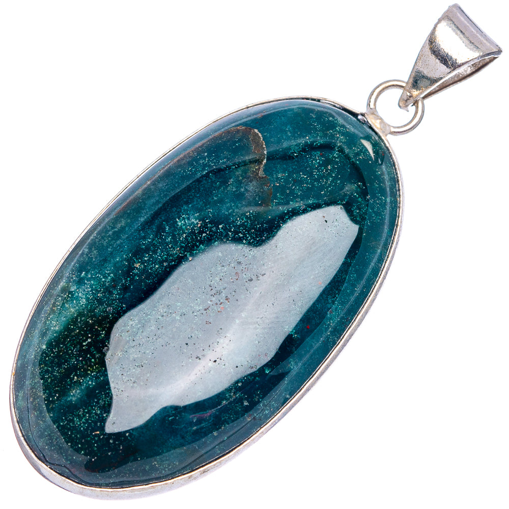Bloodstone Pendant 2 1/8" (Silver Plated)
